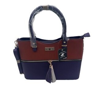 Beverly Hills Polo Club Brown & Purple HANDBAG Handles  & Straps MSRP $60 NWT